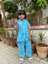 Blue Color Summer Cotton Night Suit For Kids - Baby Nightwear Pakistan (GL 08)