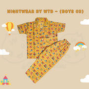 Mustard Color Summer Cotton Night Suit For Kids - Baby Nightwear Pakistan (BY 21)