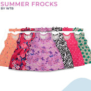 (Pack of 5) Trendy Summer Baby Frocks with Hairbands - Mix Designs