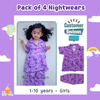 (PACK OF 4) Girls - Cotton Night Suits  - Baby Nightwear Pakistan - Mix Designs