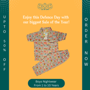 Grey Color Summer Cotton Night Suit For Kids - Baby Nightwear Pakistan (BY 07)