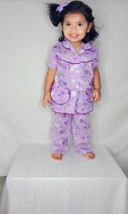 Purple Color Summer Cotton Night Suit For Kids - Baby Nightwear Pakistan (GL 06)