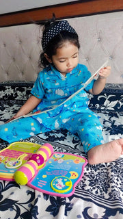 Blue Color Summer Cotton Night Suit For Kids - Baby Nightwear Pakistan (GL 08)