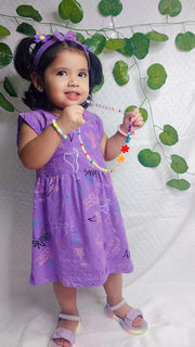 Purple Summer Vibe Sleeveless Casual Frock With Matching Hairband For Baby Girl-Cotton Stuff Summer Baby Frocks (1pcs)