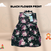 *Premium Design* Black Flower Print Casual Frock With Matching Hairband For Baby Girl-Cotton Stuff Summer Baby Frocks