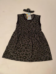 Black Sleeveless Casual Frock With Matching Hairband For Baby Girl-Cotton Stuff Summer Baby Frocks