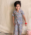 Grey Color Summer Cotton Night Suit For Kids - Baby Nightwear Pakistan (BY 07)