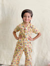 Mustard Color Summer Cotton Night Suit For Kids - Baby Nightwear Pakistan (BY 21)