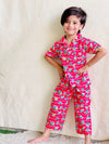 Red Color Summer Cotton Night Suit For Kids - Baby Nightwear Pakistan (BY 14)