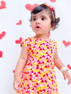 *Premium Design* Orange Polka Hearts Sleeveless Casual Frock With Matching Hairband For Baby Girl-Cotton Stuff Summer Baby Frocks (1pcs)