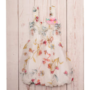 White (YR) Floral Sleeveless Fancy Frocks With Matching Hairband For Baby Girl-Smoke Baby Frocks