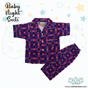 Check Style Cotton Night Suit For Kids 