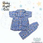 Check Flower Cotton Night Suit For Kids