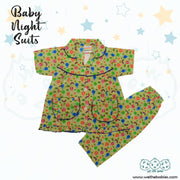 Green Color Cotton Night Suit For Kids